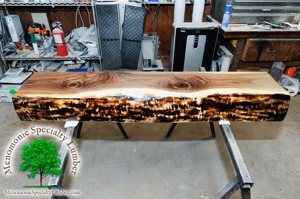 Live Edge Black Walnut Fireplace Mantle 8" Thick, 12" deep 60" long