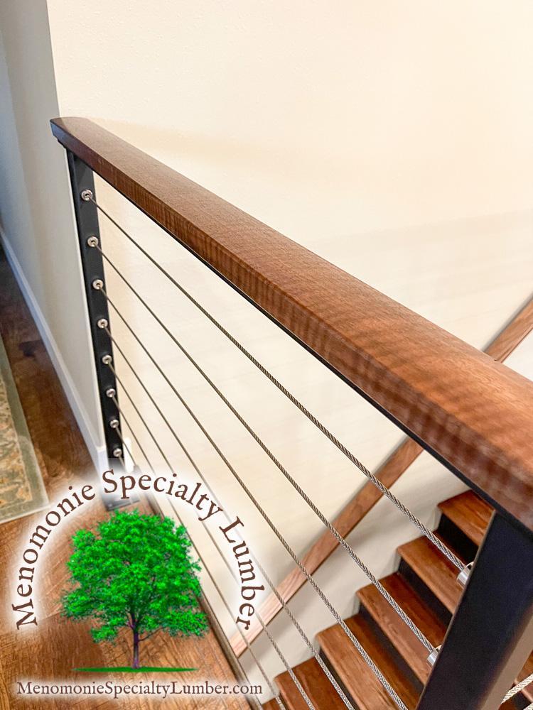 Black Walnut Custom Steel Handrails Stainless Steel cables & hardware.