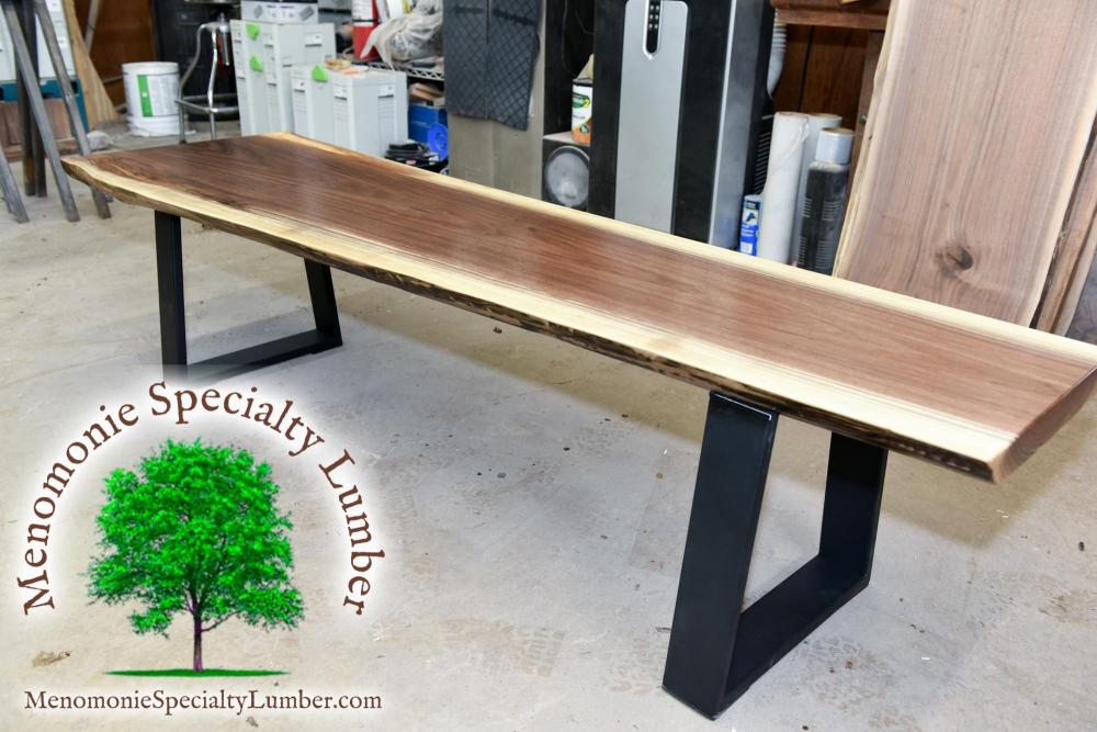 Black Walnut Live Edge Bench with Steel Legs 